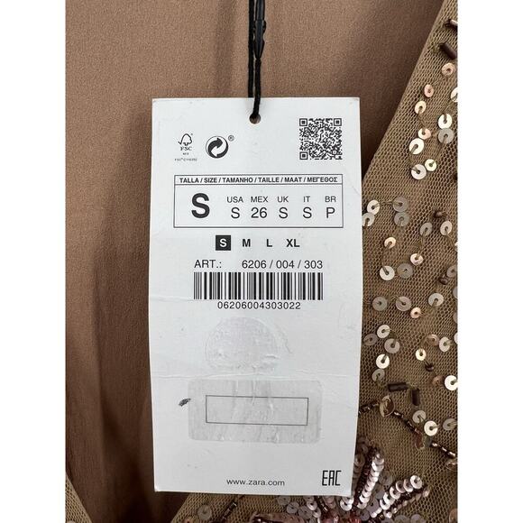 ZARA WOMAN Gold Sequin Dress Special Edition Small Party Formal Wedding NWT - Picture 13 of 16